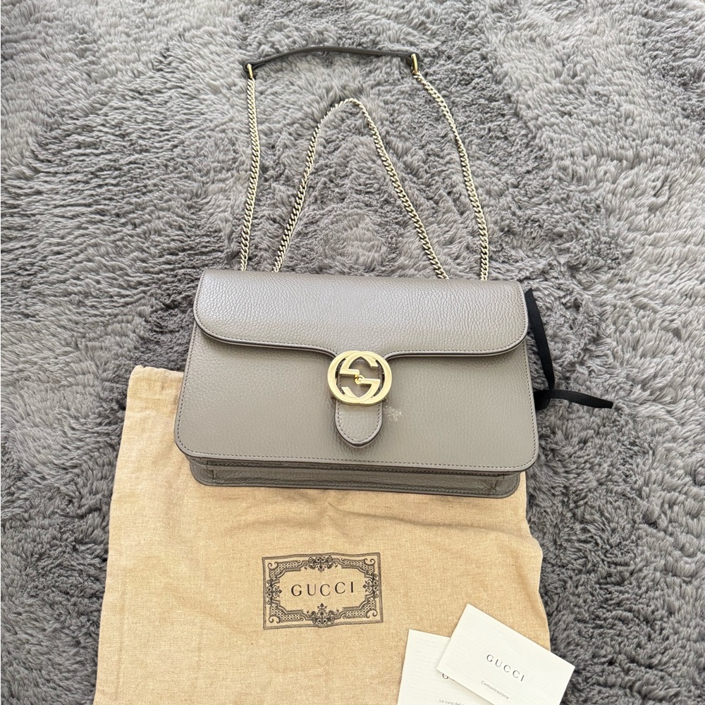 Gucci Gray Leather Shoulder Bag